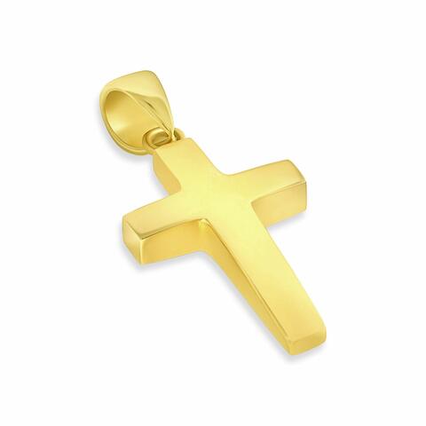 14k yellow gold mini plain cross pendant (2) display